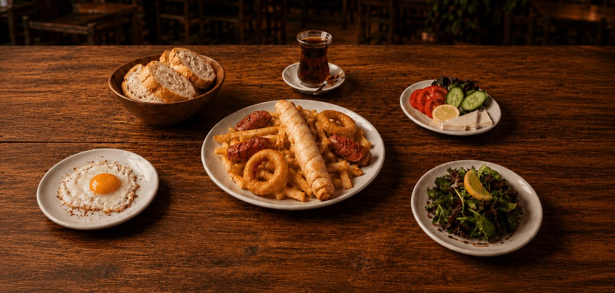 Sıcak Kahvaltı Tabağı + 1 Adet Double Çay Ücretsiz